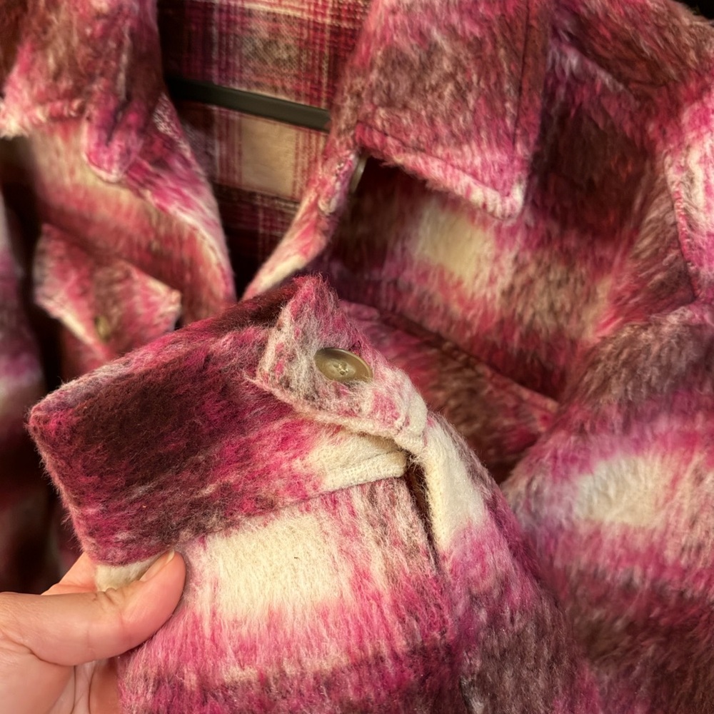 Express Pink and Brown Plaid Jacket - Picture 5 of 6